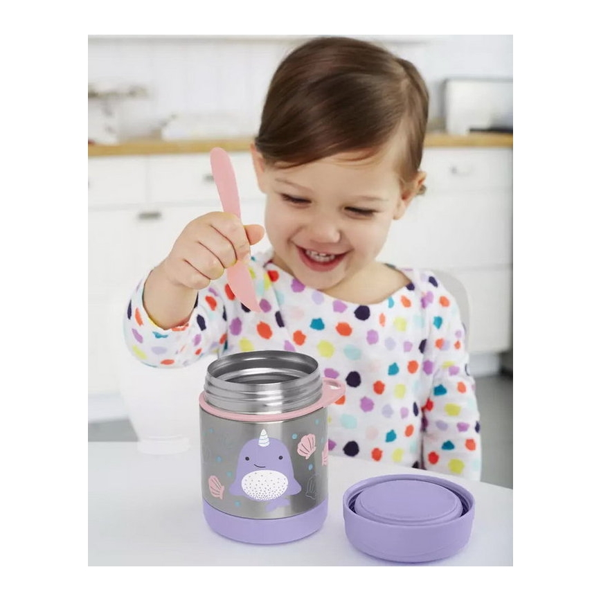 Skip Hop - Termo pārtikas trauks ar karoti/dakšiņu ZOO 325 ml, narvalis