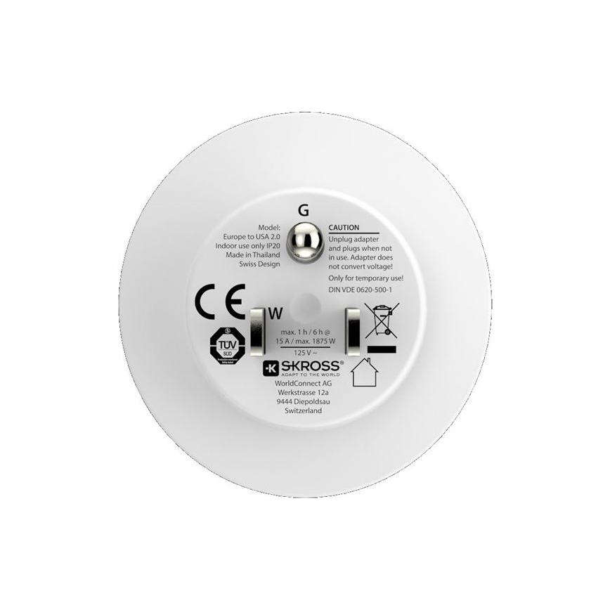 SKROSS PA29 - Ceļojuma adapteris USA 15A