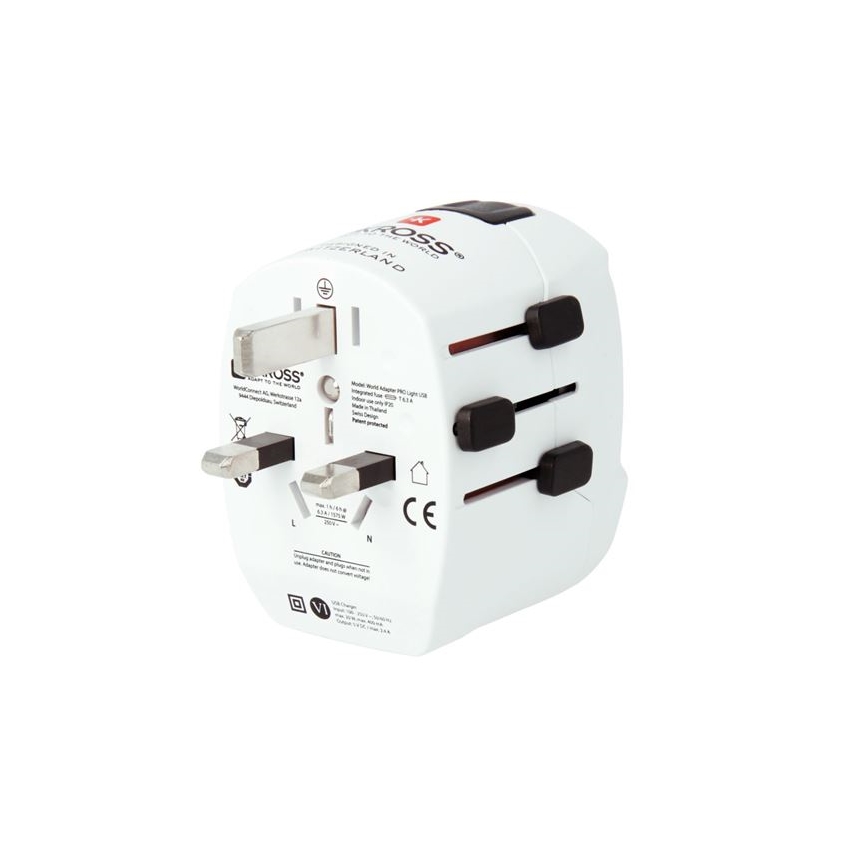 Ceļojumu adapteris PRO Light USB AC45PD - Pasaules, UK+USA+AUS/CN USB A+C 45W