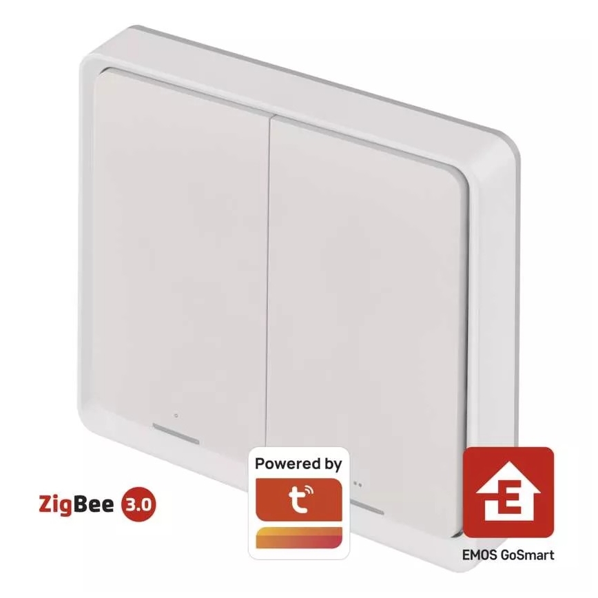 Slēdzis 2 pogas GoSmart 1xCR2430 Tuya balta