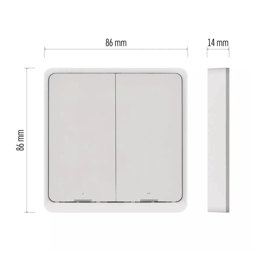Slēdzis 2 pogas GoSmart 1xCR2430 Tuya balta