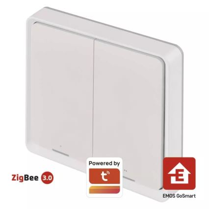 Slēdzis 2 pogas GoSmart Tuya balta