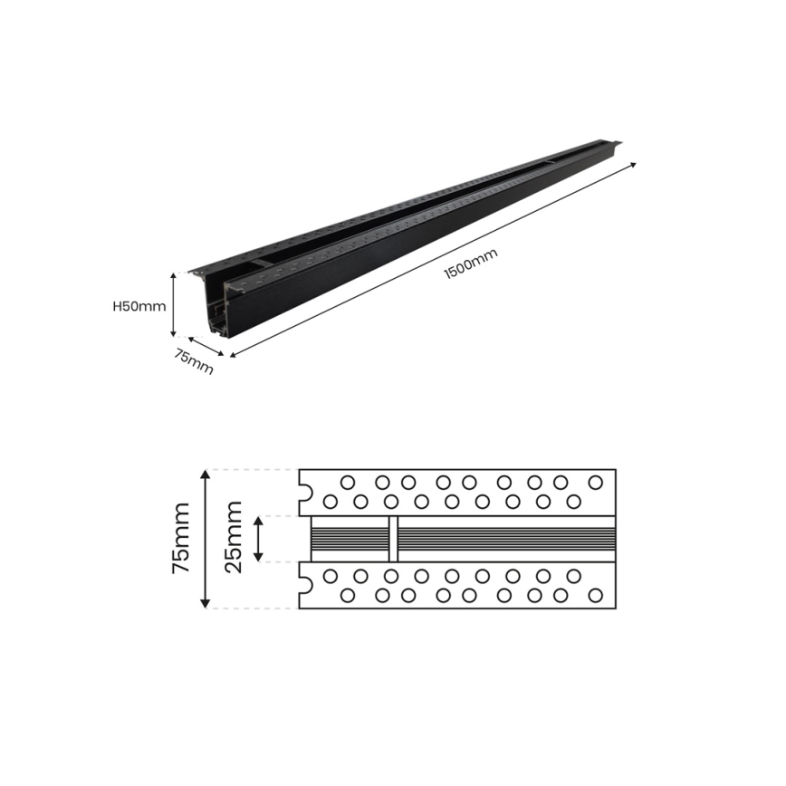 Sliedes stiprinājums bez elektriskā savienojuma MAGNETIC TRACK 1,5 m melns