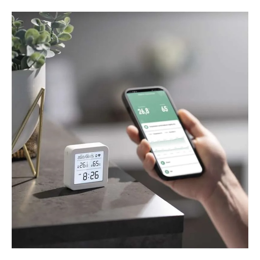 Smart Ciparu termometrs GoSmart 3xAAA Tuya balta