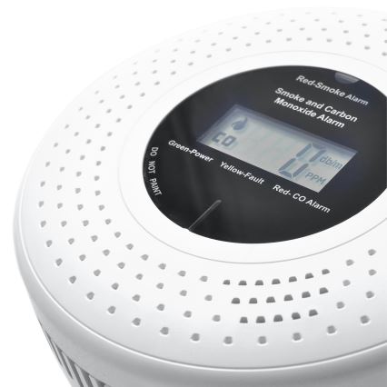Dūmu un oglekļa monoksīda detektors ar LCD ekrānu 2xAA