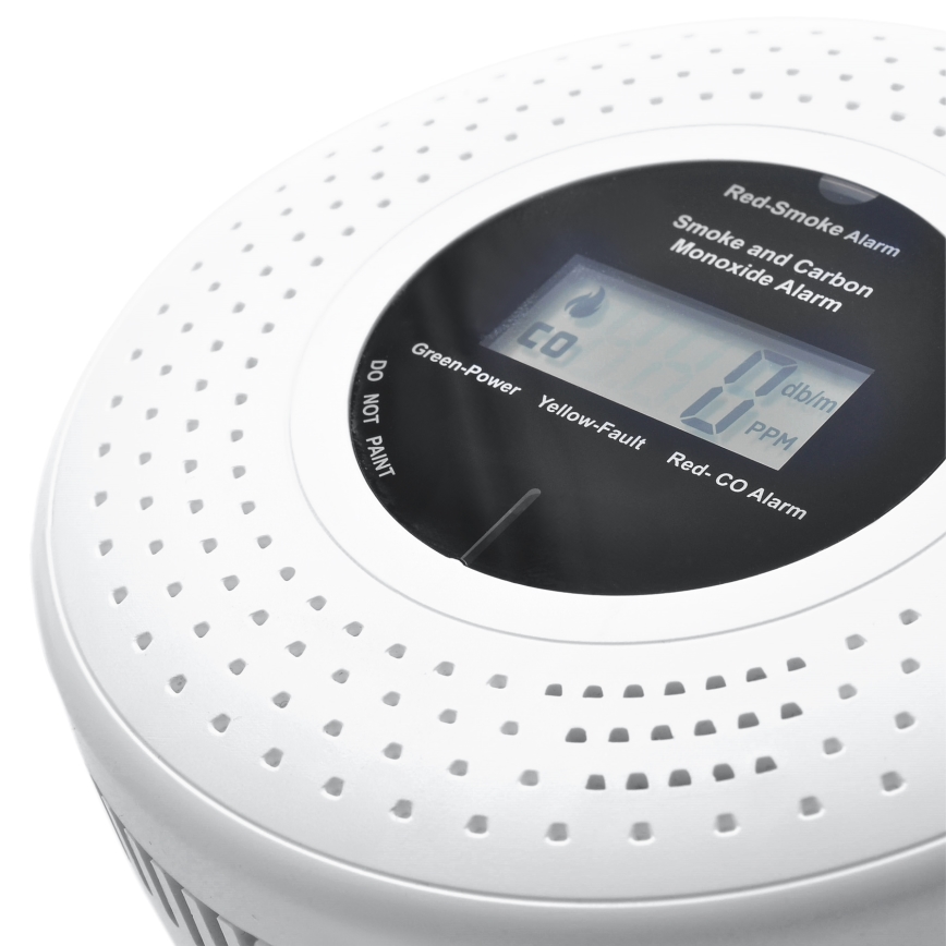 Dūmu un oglekļa monoksīda detektors ar LCD ekrānu 2xAA