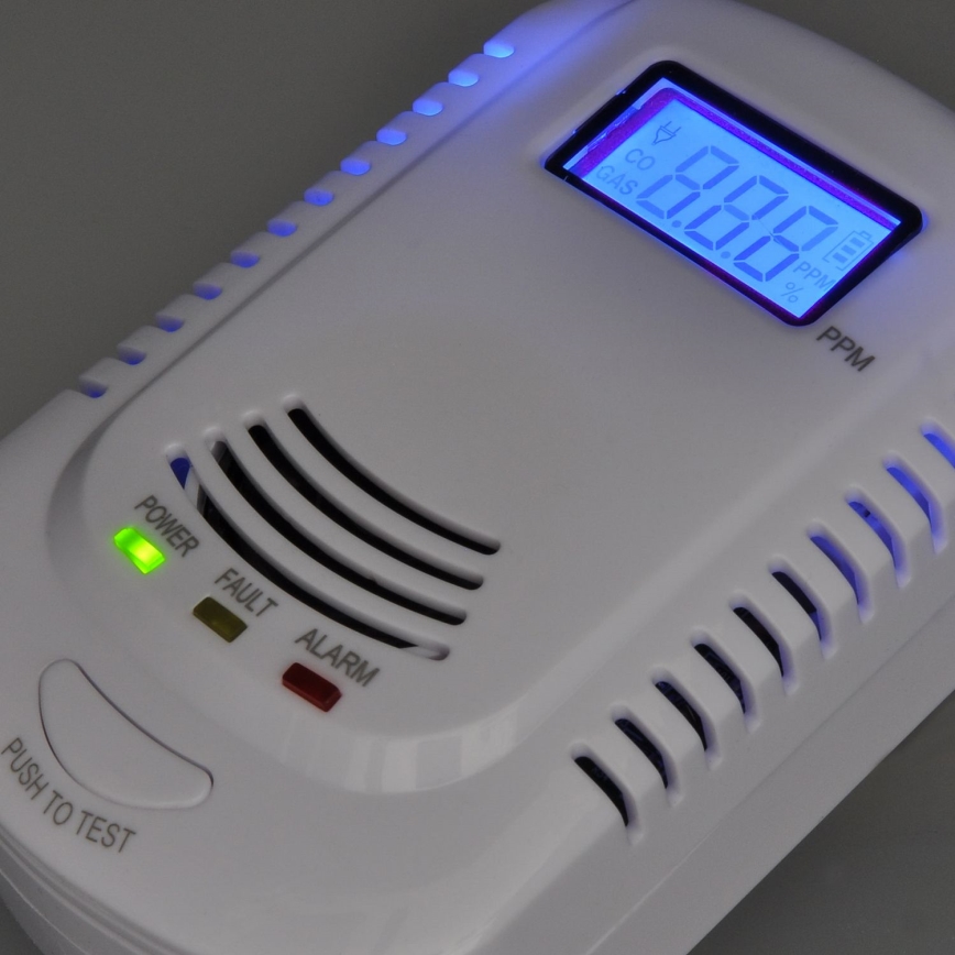 Oglekļa monoksīda un uzliesmojošas gāzes detektors 230V