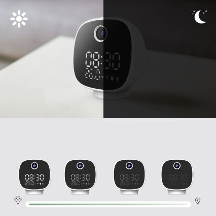Viedā kamera ar modinātāju, termometru un LED lampu 1296p 3Mpx 5V Wi-Fi Tuya IP65