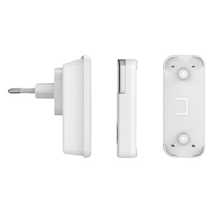 Bezvadu kontaktligzdas durvju zvans 230V + 2x poga 2xCR2032 IP56 balta