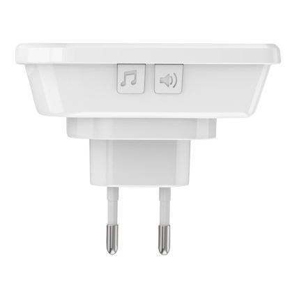 Bezvadu kontaktligzdas durvju zvans 230V + 2x poga 2xCR2032 IP56 balta
