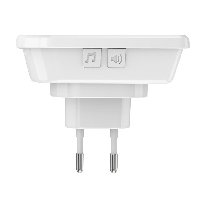 Bezvadu kontaktligzdas durvju zvans 230V + 2x poga 2xCR2032 IP56 balta