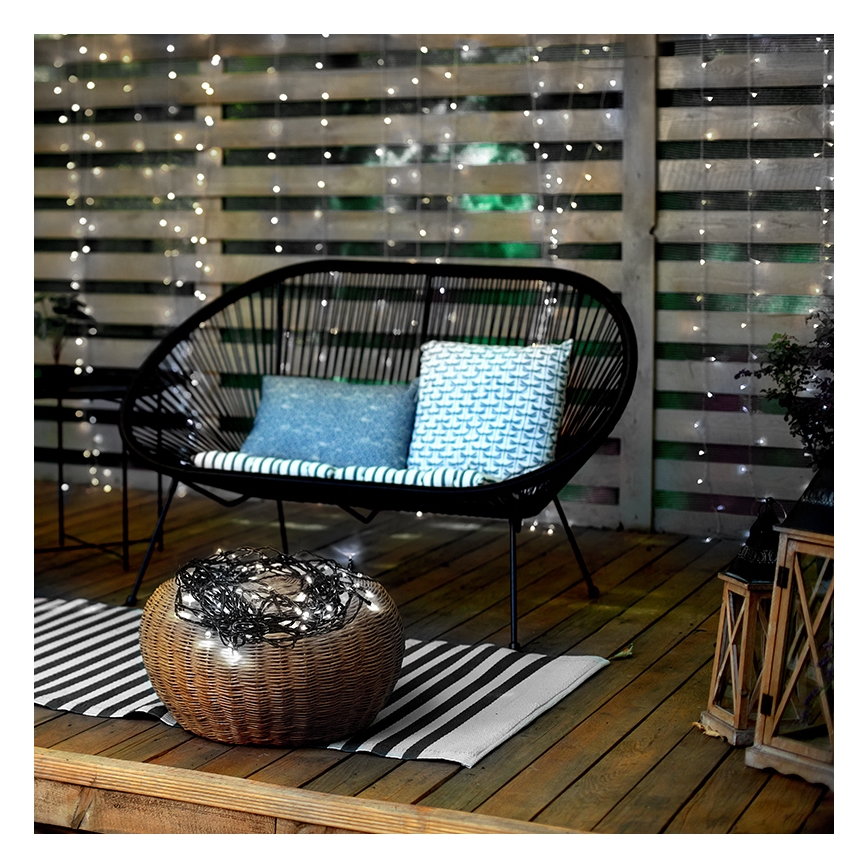 LED āra virtene 100xLED/8 funkcijas 13m IP44 auksta balta