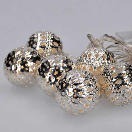 LED Ziemassvētku virtene 10xLED/2xAA 1m silti balta