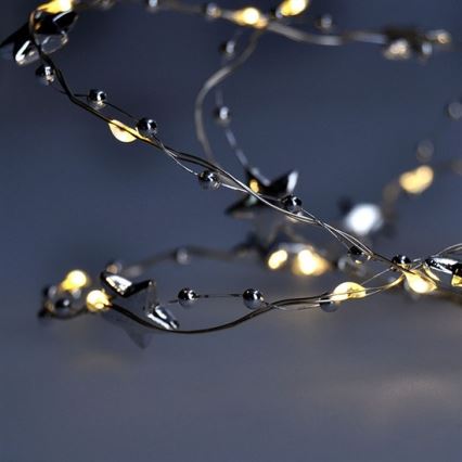 LED virtene 20xLED/2xAA 1,5m siltā balta