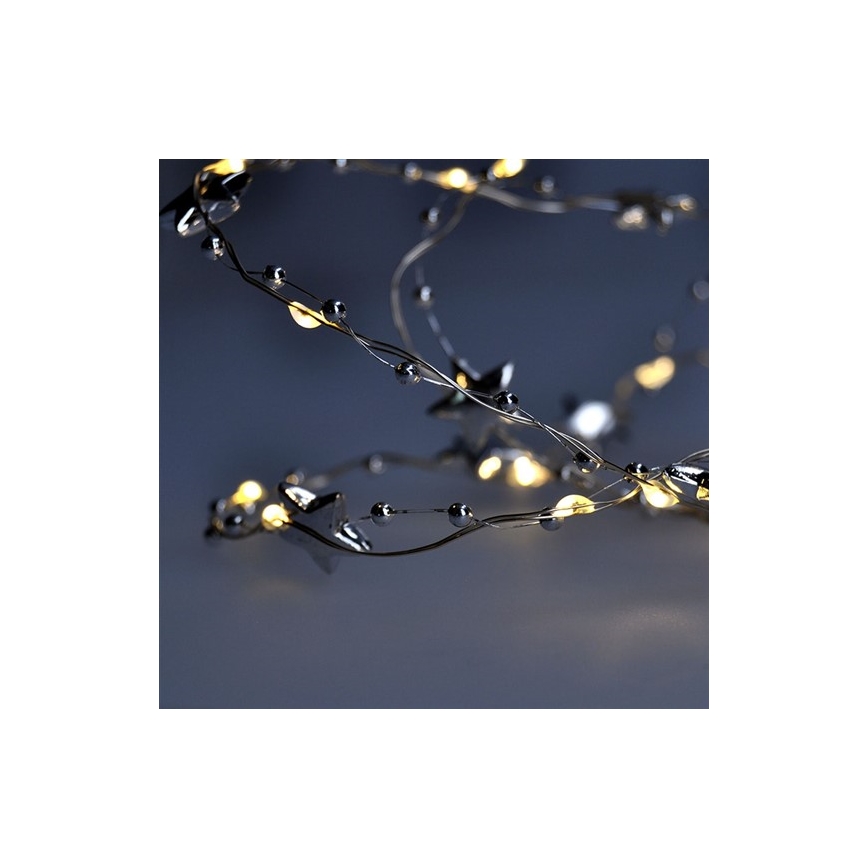 LED virtene 20xLED/2xAA 1,5m siltā balta