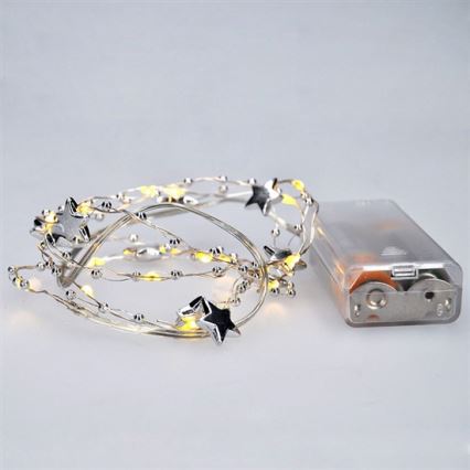 LED virtene 20xLED/2xAA 1,5m siltā balta