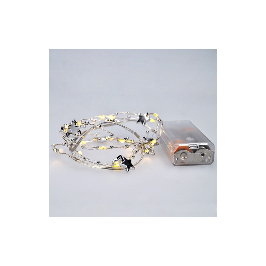 LED virtene 20xLED/2xAA 1,5m siltā balta