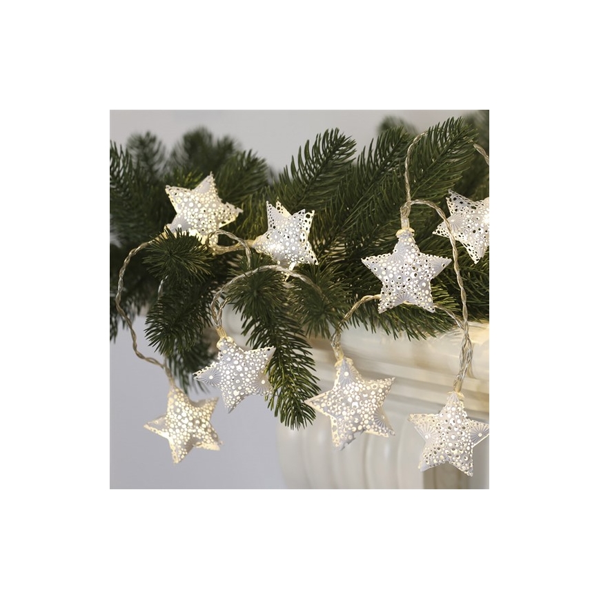 LED virtene 10xLED/2xAA 2m silti balta