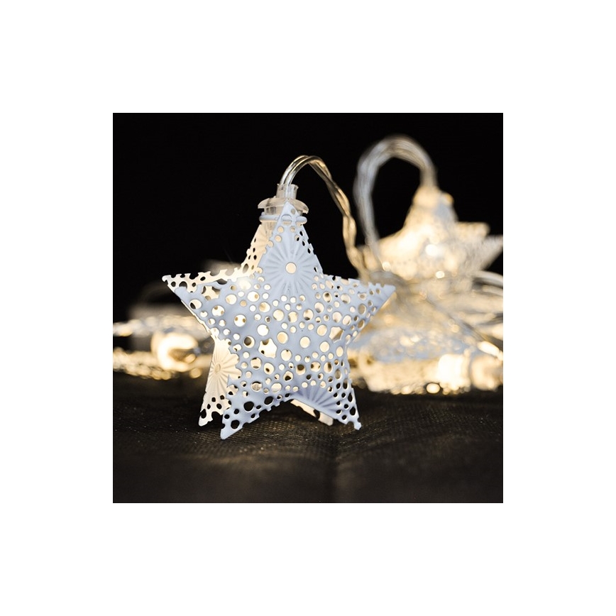 LED virtene 10xLED/2xAA 2m silti balta