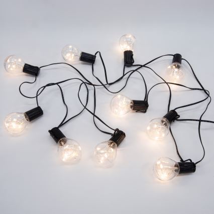 LED Āra dekoratīva virtene GARLAND 10xLED/3xAA 3m IP44 silti balta
