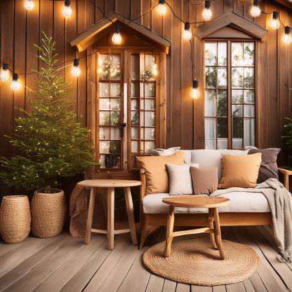 LED Āra dekoratīva virtene GARLAND 10xLED/3xAA 3m IP44 silti balta