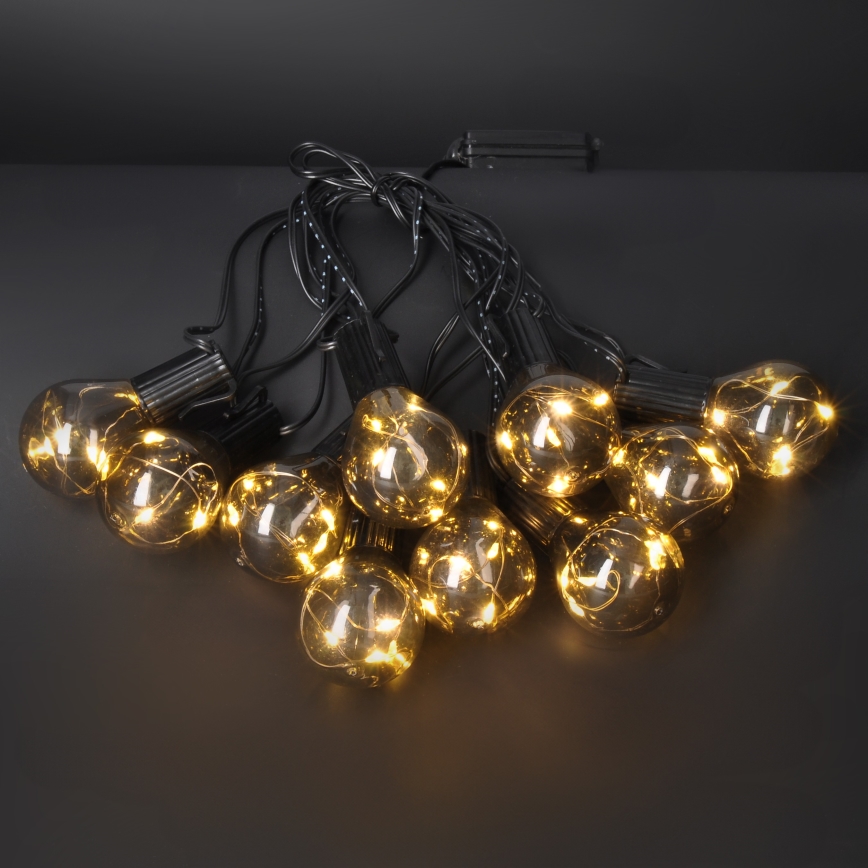 LED Āra dekoratīva virtene GARLAND 10xLED/3xAA 3m IP44 silti balta