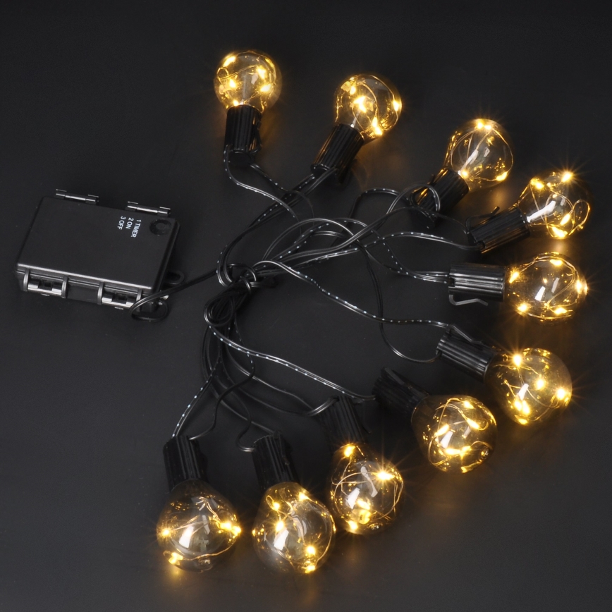 LED Āra dekoratīva virtene GARLAND 10xLED/3xAA 3m IP44 silti balta