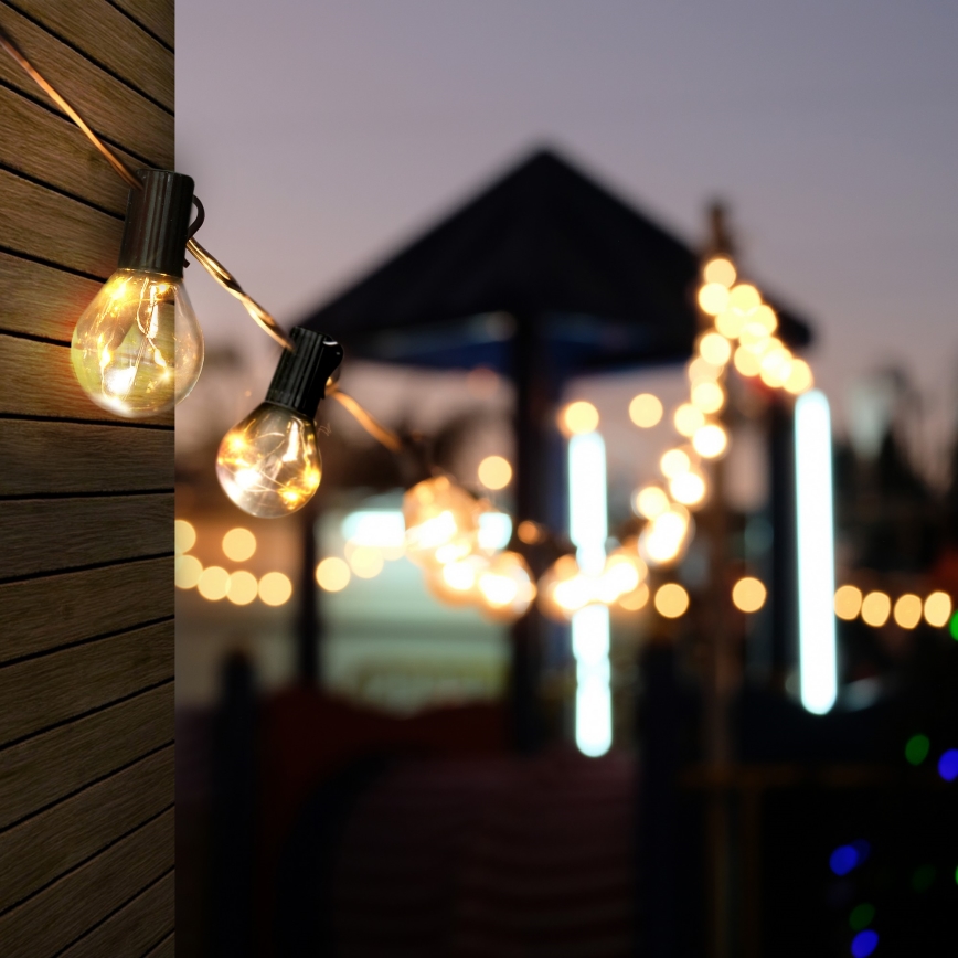 LED Āra dekoratīva virtene GARLAND 10xLED/3xAA 3m IP44 silti balta