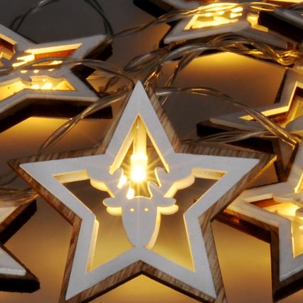 LED virtene 10xLED/2xAA 1,8m silti balta