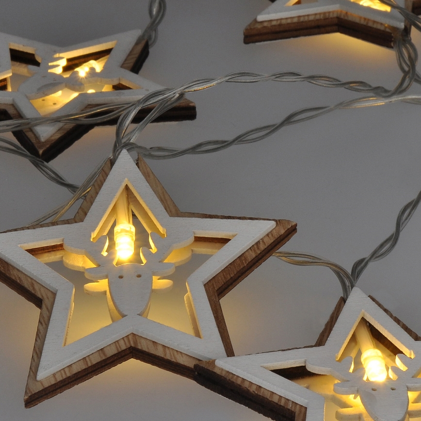 LED virtene 10xLED/2xAA 1,8m silti balta