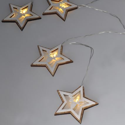 LED virtene 10xLED/2xAA 1,8m silti balta