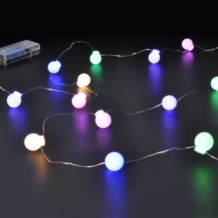 LED virtene 40xLED/2xAA 4,3 m daudzkrāsaina
