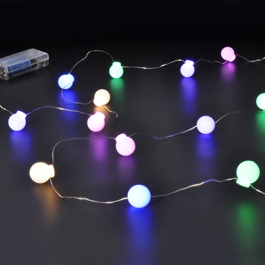 LED virtene 40xLED/2xAA 4,3 m daudzkrāsaina