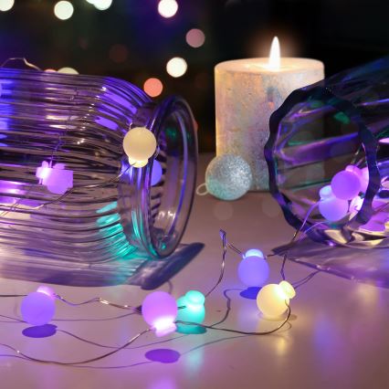 LED Ziemassvētku virtene 40xLED/2xAA 4,3 m daudzkrāsaina