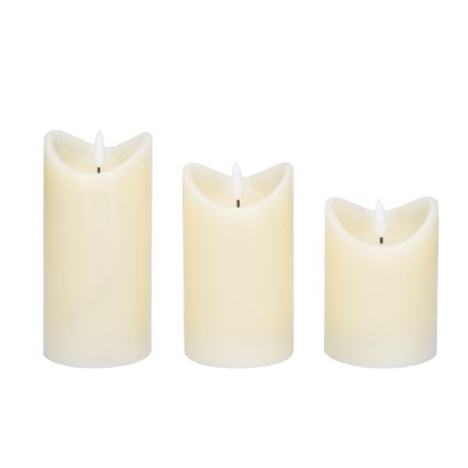 KOMPLEKTS 3x LED Dabīgā vaska svece LED/3xAAA/silti balta