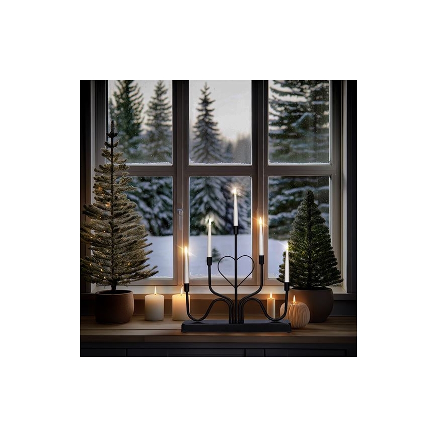 LED Ziemassvētku svečturis 5xLED/2xAA siltā baltā krāsā