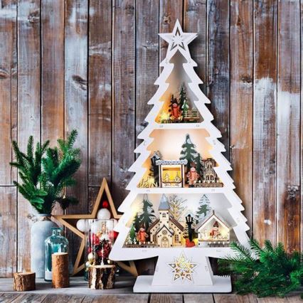 LED Ziemassvētku dekors 13xLED/2xAA koka eglīte