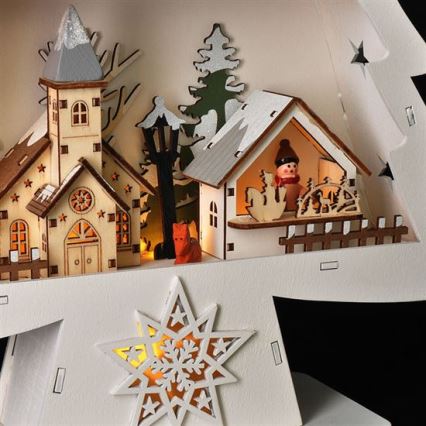 LED Ziemassvētku dekors 13xLED/2xAA koka eglīte