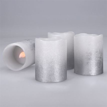 Komplekts 4 × LED sveces no dabīgā vaska, LED/1 × CR2032, silti baltas