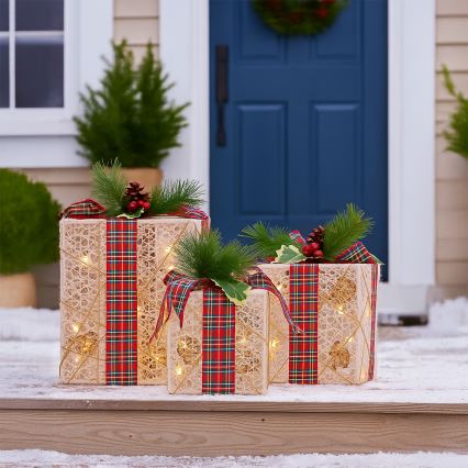 Komplekts 3x LED Ziemassvētku dāvana 48xLED/3,6W/230V IP44 silti balta