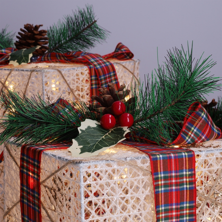 Komplekts 3x LED Ziemassvētku dāvana 48xLED/3,6W/230V IP44 silti balta