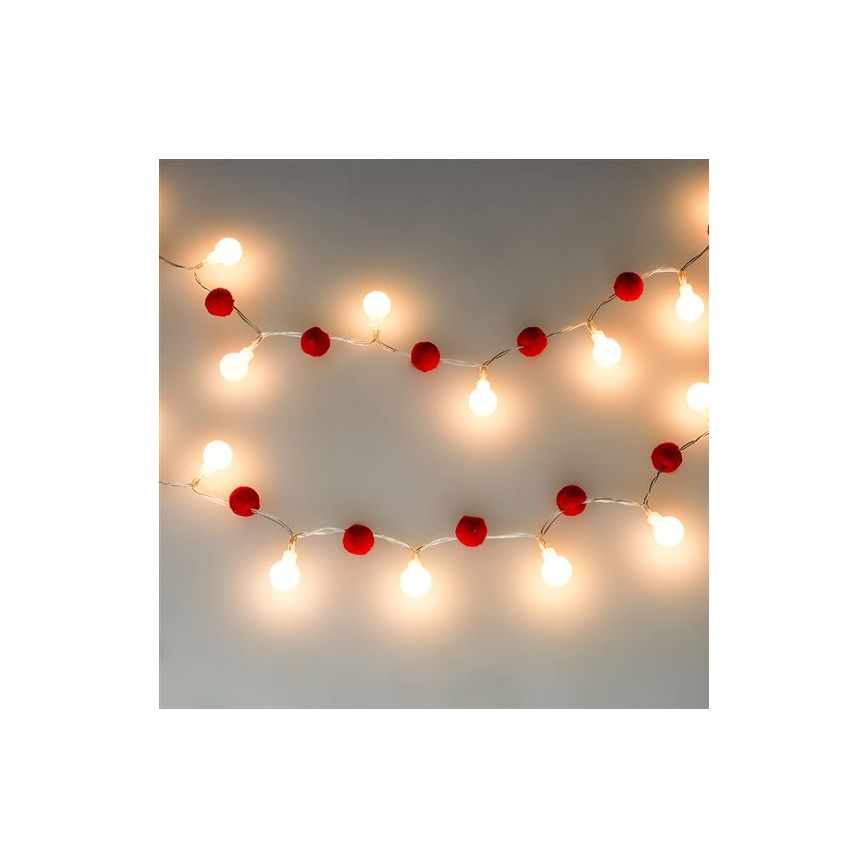 LED virtene 20xLED/2xAA 1,8 m silti balta