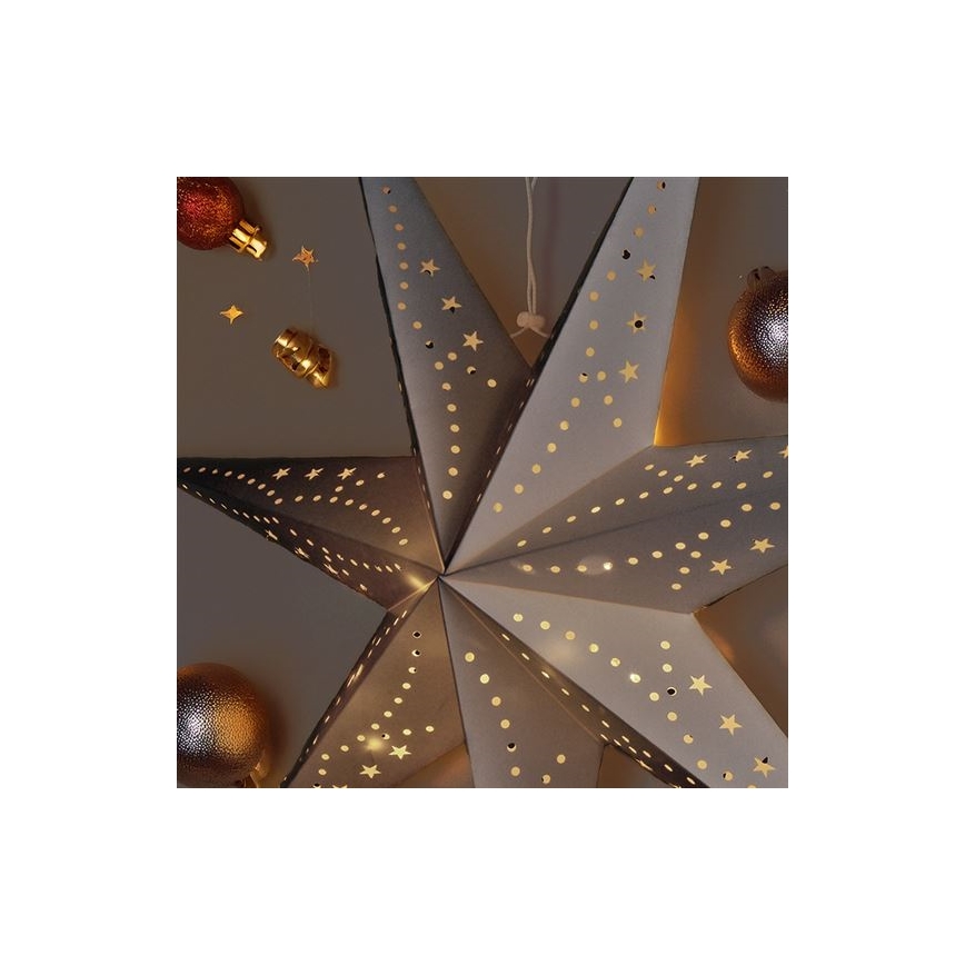 LED Ziemassvētku dekors 20xLED/2xAA siltā baltā krāsā, sudraba zvaigzne