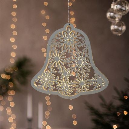 LED Ziemassvētku dekors 9xLED/2xAA, siltā baltā gaisma — zvaniņš