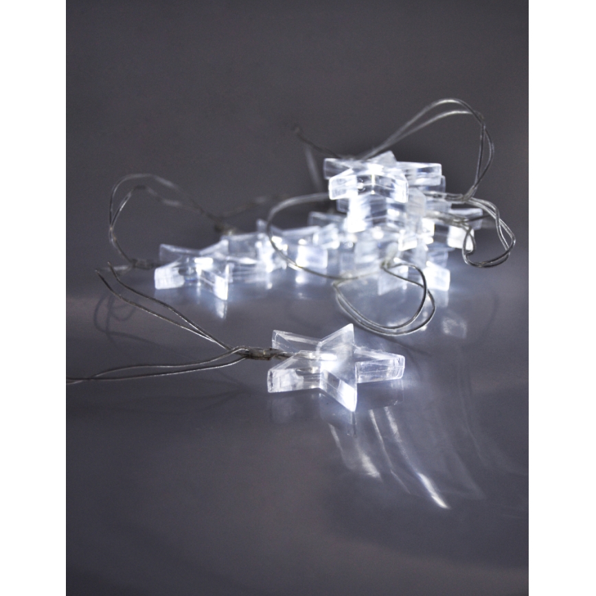 LED Ziemassvētku virtene 10xLED/2xAA 2,5m vēsi balta