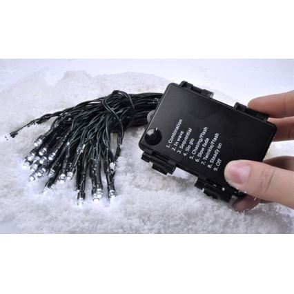 LED Ziemassvētku āra virtene 50xLED/8 funkcijas/3xAA 8m IP44 silti balta