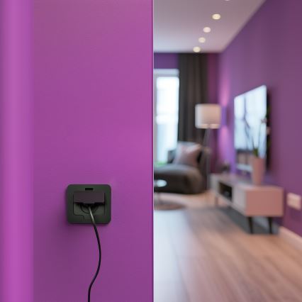 Āra iebūvējama grīdas kontaktligzda IP55 melna taisnstūrveida