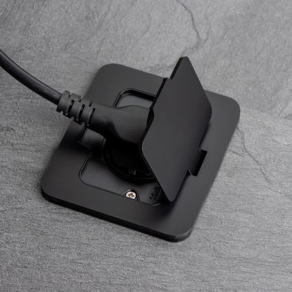 Āra iebūvējama grīdas kontaktligzda IP55 melna taisnstūrveida