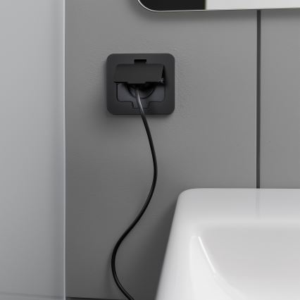 Āra iebūvējama grīdas kontaktligzda IP55 melna taisnstūrveida