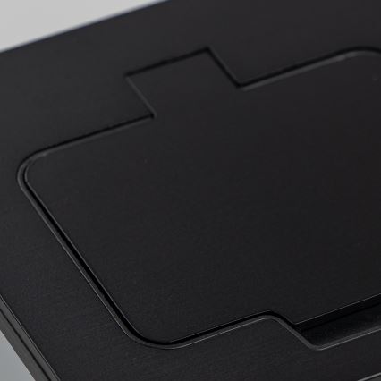 Āra iebūvējama grīdas dubultā kontaktligzda IP55 melna taisnstūrveida
